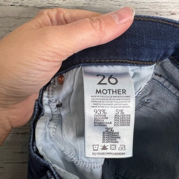 MOTHER High Waisted Rascal Body Electric Straight Leg Jeans Dark Wash Size 26 - Picture 10 of 11